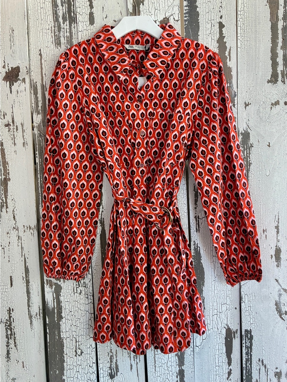 NWT Zara Orange Brigitte Mini Dress Size XL